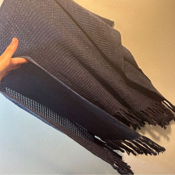 LAUREN RALPH LAUREN JEANS SWEATER LADIES PONCHO S/M BLUE FRINGE EVERYDAY CASUAL - Picture 2 of 10